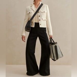 ME+EM 24 Indigo Ultimate Wide Leg Travel Jean Palazzo stretch denim side zip